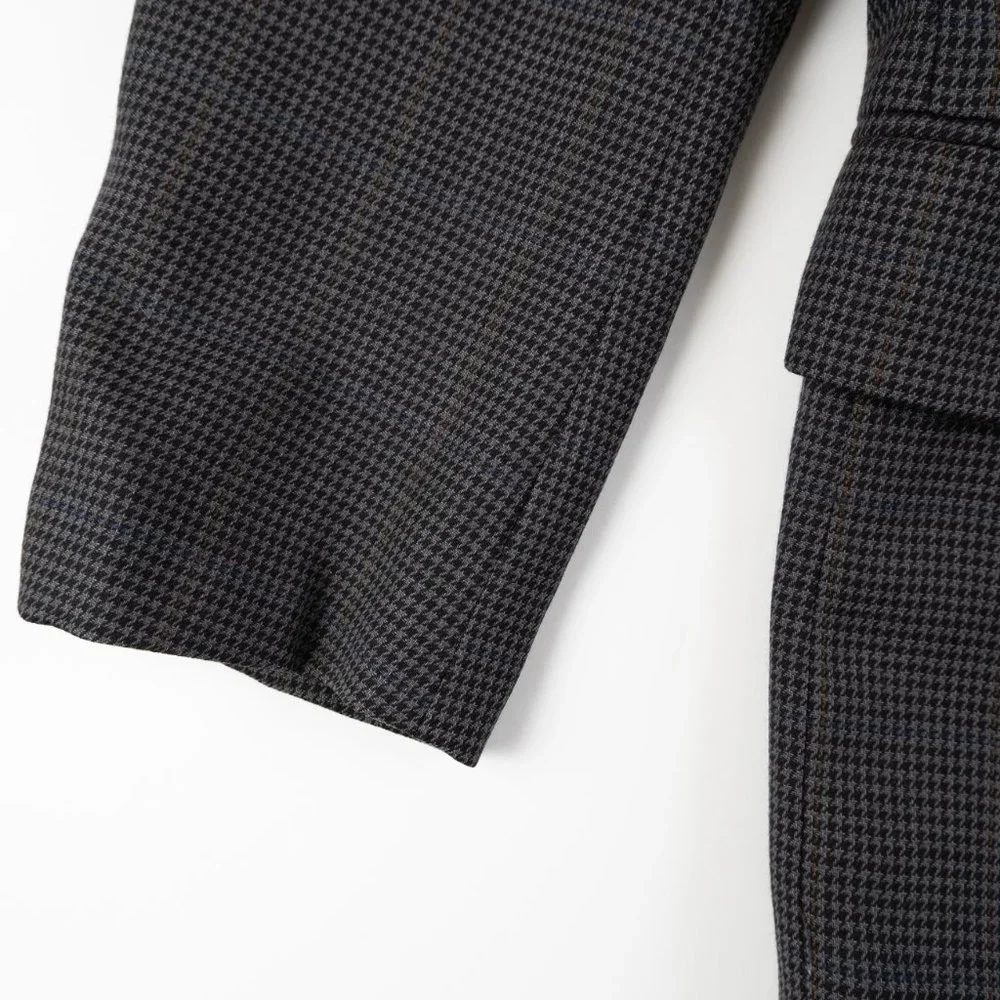 OSCAR DE LA RENTA blue grey black houndstooth blazer size 41L